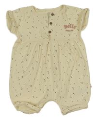 Smetanový žebrovaný vzorovaný kraťasový overal s nápisem Next