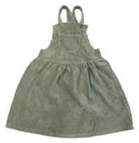 Khaki zamatové rebrované na traké šaty Nutmeg