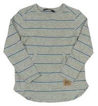 Sivo-modro-tyrkysové pruhované tričko s klokaní vreckom George