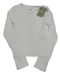 Nové - Biele rebrované crop tričko H&M