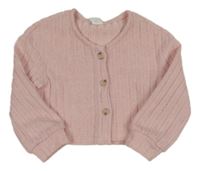 Ružový rebrovaný prepínaci crop sveter Shein