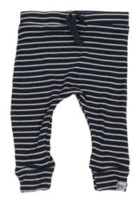 Tmavomodro-biele pruhované rebrované tepláky George