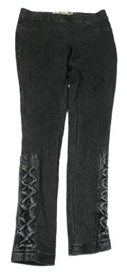 Tmavosivé džegíny s vázáním Pepperts