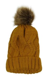 Medová vzorovaná čapica s brmbolcom