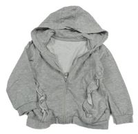 Světlešedá melírovaná propínací minikina s volánikmi a kapucňou Matalan