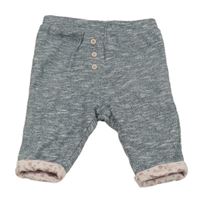 Tmavomodro-biele melírované pleten podšité tepláky Pocopiano