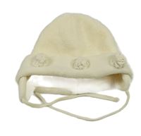 Smotanová plyšová čapica s 3D kvety