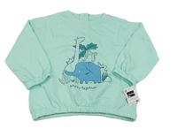 Nové - Tyrkysová mikina so zvieratkami Dunnes