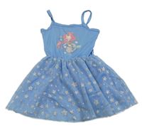 Svetlomodré šaty s mořskou pannou a tylovou sukní s hviezdami