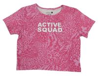 Ružové vzorované crop športové tričko s nápisom Ergeenomixx