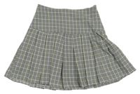 Čierno-bielo-zeleno-modrá kockovaná skladaná sukňa Primark