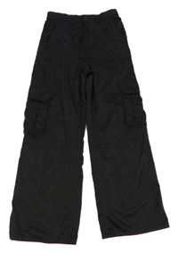 Čierne saténové cargo široké nohavice H&M