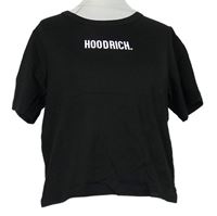 Dámske čierne crop tričko s nápisom Hoodrich
