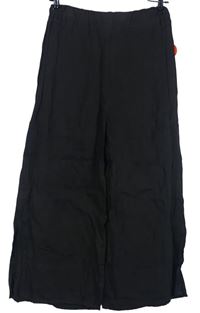 Nové - Dámské tmavohnědé lněné culottes kalhoty Made in Italy 