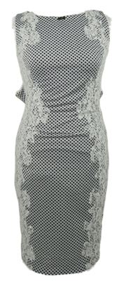 Dámské černo-bílé vzorované pouzdrové šaty s krajkou Eureka 