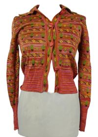 Dámský růžovo-oranžový melírovaný propínací crop svetr s obrázky Zara 