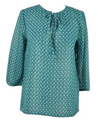 Dámská zelenomodrá vzorovaná šifonová halenka Gina Benotti 