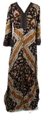 Dámske čierno-skořicové vzorované dlhé šaty Esmara