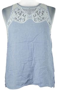 Dámska svetlomodrá blúzka s bielou čipkou River Island