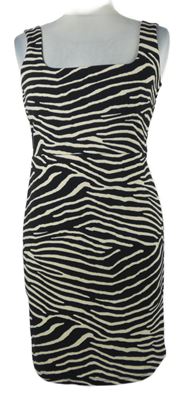 Dámske čierno-béžové vzorované púzdrové šaty H&M