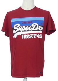 Pánske červené tričko s logom Superdry