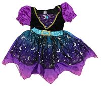 Kostým - Černo-fialové šaty s hvězdami a měsíci