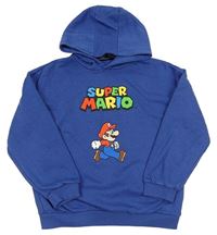 Modrá mikina se Super Mario a kapucí 