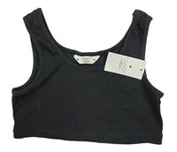 Tmavosivý rebrovaný crop top Candy couture