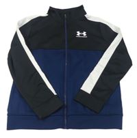 Černo-tmavomodro-bílá sportovní funkční propínací mikina s logem Under Armour