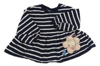 Nové - Tmavomodro-bílá pruhovaná mikina s kytičkou Next