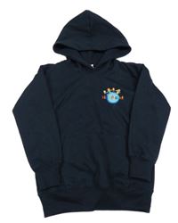 Tmavomodrá mikina s obrázkom a kapucňou