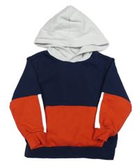 Tmavomodro-červeno-biela mikina s kapucňou H&M
