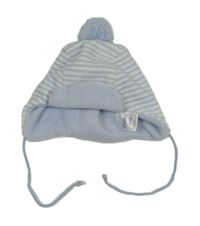 Modro-bílá pruhovaná fleecová čepice