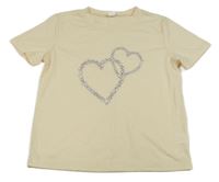 Smotanové tričko so srdiečkami