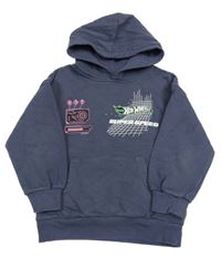 Tmavomodrá mikina s potlačou a kapucňou M&S