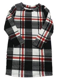 Čierno-bielo-červené kockované šaty Shein