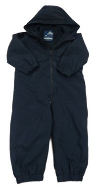 Tmavomodrá šusťáková nepromokavá podšitá kombinéza s kapucí Next