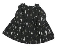 Černé bavlněné šaty s obrázky Matalan