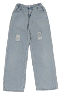 Světlemodré rifle s prošoupáním