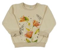 Smotanová mikina s kvetinami a raketami Minizone