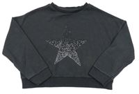 Tmavosivá crop mikina s hviezdou Tu