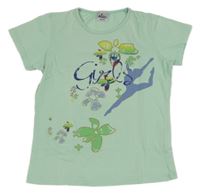 Mintové tričko s tančnicí a kvetinami Alive