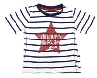 Tmavomodro-bílé pruhované tričko s hvězdou Matalan