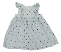 Světlemodro-bílé pruhované bavlněné šaty s puntíky H&M