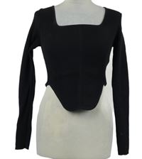 Dámsky čierny rebrovaný crop sveter Primark