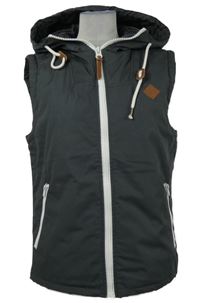 Pánska sivá šušťáková zateplená vesta s kapucňou Solid