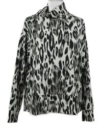 Dámske bielo-sivo-čierne vzorované tričko s rolákom Monari