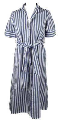 Dámske modro-biele pruhované košeľové midi šaty Pimkie