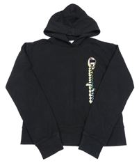 Černá mikina s logem a kapucí Champion