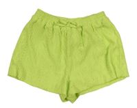 Neónově zelené kraťasy dírkovaným vzorom zn. Matalan
